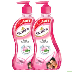 Santoor Gentle Mild Lotus & Tulsi Handwash,Pump Bottle (Buy 1, Get 1 Free)