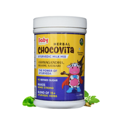 Babyorgano Herbal Chocovita 100% Ayurvedic Health & Nutritional Chocolate Flavor Drink for Kids l 15+ Ayurvedic Herbs l Kids Growth l Brain Development l Supports Weight & Height Gain l No Refined Sugar l FDCA Approved 300gm