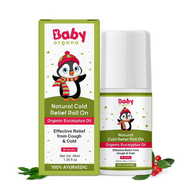 Babyorgano Natural Cold Relief Roll On for Cold and Cough l Nose Block l Chest Congestion for Babies 40ml