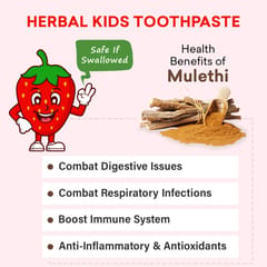 Babyorgano Herbal Kids Toothpaste, Non Gel, 50gm, with the goodness of Babool and Mulethi, Strawberry Flavour, Fluoride Free, SLS Free, 100% Ayurvedic, FDCA Approved