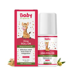 Babyorgano Hing Roll On Relieves in Colic, Tummy Discomfort, Indigestion & Soothes Gas Pain for New Born Baby with 100% Ayurvedic Formulation 40ml