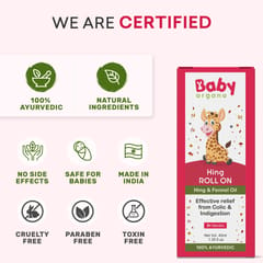 Babyorgano Hing Roll On Relieves in Colic, Tummy Discomfort, Indigestion & Soothes Gas Pain for New Born Baby with 100% Ayurvedic Formulation 40ml