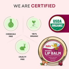 Babyorgano Strawberry Flavor Organic Lip Balm for Kids Dry and Chapped Lips, Natural Lip Moisturizer Enriched with Cocoa Butter, Shea Butter and Natural Extras - 8gm (Strawberry)