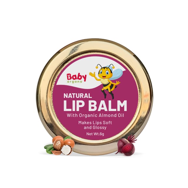 Babyorgano Beetroot Flavor Organic Lip Balm for Kids Dry and Chapped Lips, Natural Lip Moisturizer Enriched with Cocoa Butter, Shea Butter and Natural Extras - 8gm (Beetroot)