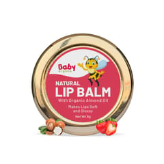 Babyorgano Strawberry Flavor Organic Lip Balm for Kids Dry and Chapped Lips, Natural Lip Moisturizer Enriched with Cocoa Butter, Shea Butter and Natural Extras - 8gm (Strawberry)