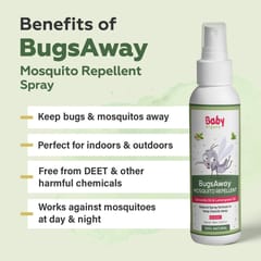 Babyorgano Bugs Away Natural Baby Mosquito Repellent Spray Safe and Effective for Kids 100ml (6+ Months)