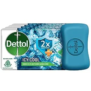 Dettol Icy Cool Bathing Soap Bar With 2x Menthol (300gm), 75gm - Pack of 4