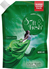 Soft & Fresh combo Pack of Green Jade & Vanilla Dreams 2X900ml, best fabric conditioner softener increase freshness and softness 900ml refill pouch Pack of 2