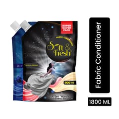 Soft & Fresh combo Pack of Blue Wave & Vanilla Dreams 2X900ml, best Fabric Conditioner softener increase Freshness and softness 900ml refill pouch Pack of 2