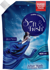 Soft & Fresh combo Pack of Blue Wave & Vanilla Dreams 2X900ml, best Fabric Conditioner softener increase Freshness and softness 900ml refill pouch Pack of 2