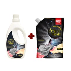 Soft & Fresh Vanilla Dreams Fabric Conditioner Combo [Bottle + Pouch] (850ml+900ml) increase freshness and softness