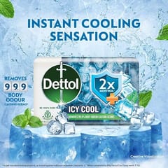 Dettol Icy Cool Bathing Soap Bar With 2x Menthol (300gm), 75gm - Pack of 4