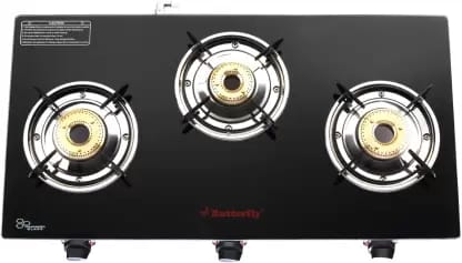 Butterfly Trio 3 Burner Glass Manual Gas Stove  (3 Burners)