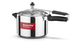 Butterfly Standard Plus Induction Base Aluminium Pressure Cooker, 5 Litre