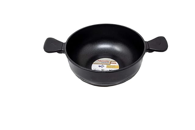 Butterfly Rock Die Cast Deep Kadai with Glass Lid (240 mm, Black)