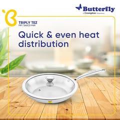 Butterfly Tez Triply Fry/Saute Pan - 26 CM with Glass Lid 2.0L