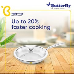 Butterfly Tez Triply Fry/Saute Pan - 26 CM with Glass Lid 2.0L