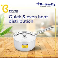 Butterfly Tez Triply Milk/Sauce Pan - 1.8 L with SS Lid 16 CM