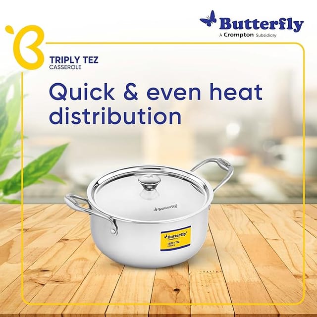 Butterfly Tez Triply Casserole - 3 L, 20 CM