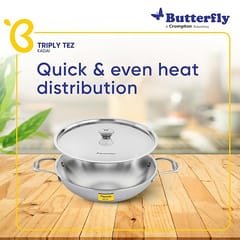 Butterfly Tez Triply Kadai - 1.5 L with Lid 20 CM