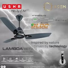 USHA Lambda Beta 5 Star 1200 mm BLDC Motor with Remote 3 Blade Ceiling Fan  (GRAPHITE GREY, Pack of 1)