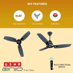 USHA Lambda Beta 5 Star 1200 mm BLDC Motor with Remote 3 Blade Ceiling Fan  (GRAPHITE GREY, Pack of 1)