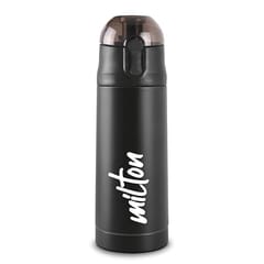 Milton New Crown 600 Thermosteel Hot or Cold Water Bottle, 500 ml, Black | Easy to Carry | Office Bottle | Hiking | Trekking | Travel Bottle | Gym | Home | Kitchen Bottle