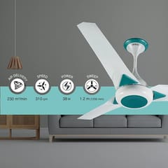 USHA Onio UpsilonPlus 1200MM BLDC 5 Star Energy Efflicient, Dust & Oil Resistant Ceiling Fan