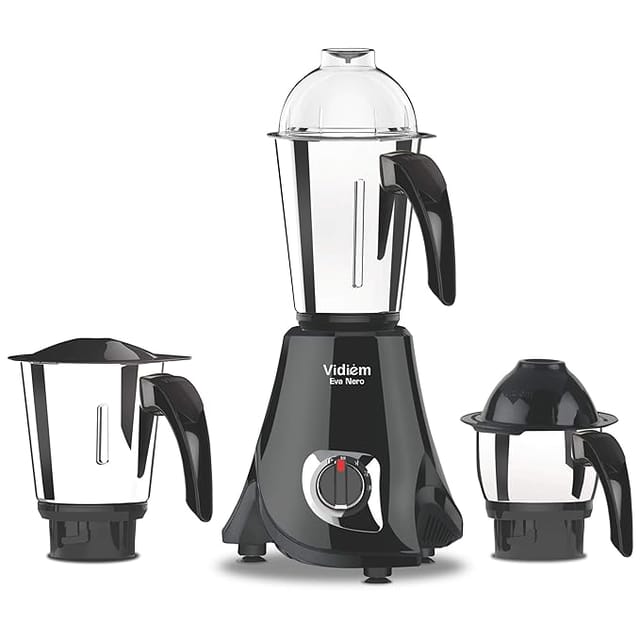 Vidiem MG 573 A Eva Nero 750 Watts Mixer Grinder with 3 Jars (Black & Chrome)