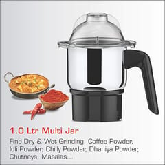 Vidiem Mixer Grinder 566 A ROC (Black) | Mixie grinder 1500 watt+ 2 Leakproof Jars with self-lock for wet & dry spices, chutneys & curries | 1 Year Warranty | mixer grinder