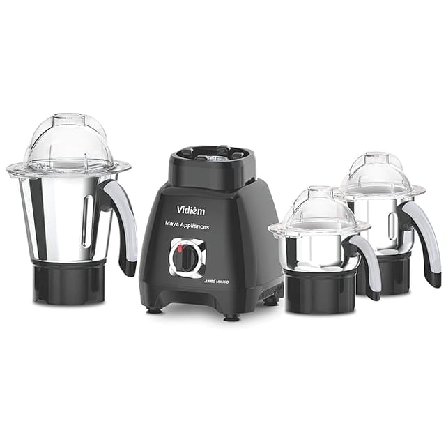 Vidiem Mixer Grinder 567 A Jumbo Mix Pro (Black) | 1000 Watts Mixer Grinder with 3 Leakproof Jars with self-lock for Wet & dry spices, chutneys & curries | 1 Year Warranty | Mixer grinder