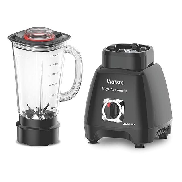 Vidiem Polycarbonate Juicer Blender 562 A Jumbo Juice Mixer|Juicer Mixer Grinder 1000W(Black)1 Jar|Juice Blender For Smoothie Maker,Crushing Ice&Nutri Blender|Fruit Juicer|1 Year Warranty,1000 Watt