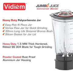 Vidiem Polycarbonate Juicer Blender 562 A Jumbo Juice Mixer|Juicer Mixer Grinder 1000W(Black)1 Jar|Juice Blender For Smoothie Maker,Crushing Ice&Nutri Blender|Fruit Juicer|1 Year Warranty,1000 Watt