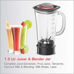 Vidiem Polycarbonate Juicer Blender 562 A Jumbo Juice Mixer|Juicer Mixer Grinder 1000W(Black)1 Jar|Juice Blender For Smoothie Maker,Crushing Ice&Nutri Blender|Fruit Juicer|1 Year Warranty,1000 Watt