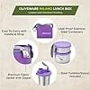 SOPL-OLIVEWARE Oliveware Milano Lunch Box, 3 Stainless Steel Containers And Sipper (300Ml, 450Ml, 600Ml & 400Ml), Steel Spoon, Leak Proof Full Meal & Easy To Carry (Purple), 450 Milliliter