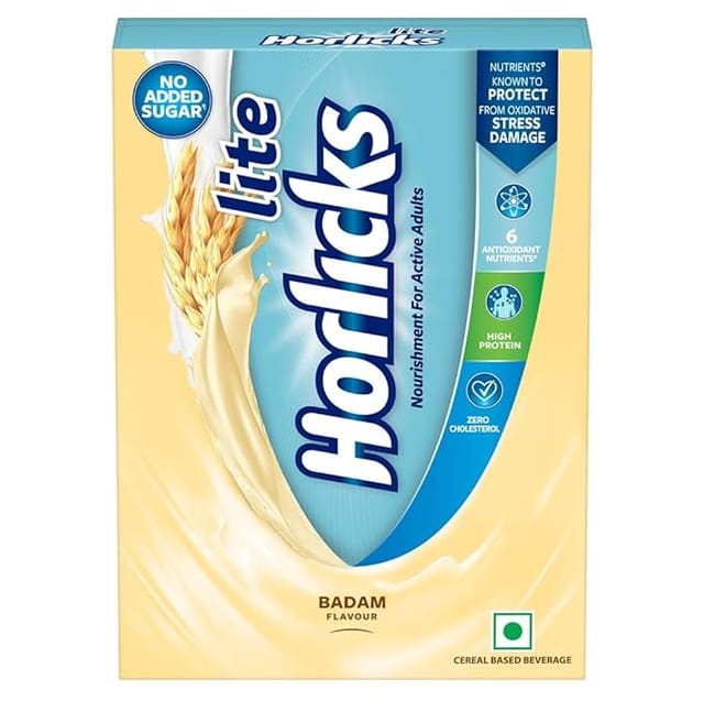 Horlicks Lite 450g, Scientifically designed for Adults |High Protein, Zero added sugar|Badam Flavour