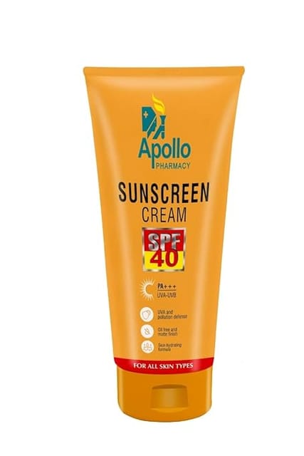 Apollo Pharmacy SPF 40 PA+++ Sunscreen Cream, 60 gm