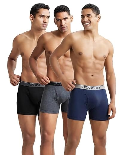 Jockey 8009 Men's Super Combed Cotton Rib Solid Boxer Brief with Ultrasoft Waistband (Pack of 3)