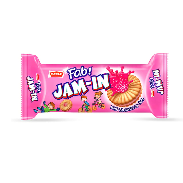 Parle Fab! Jam-in Strawberry Flavoured Jam Biscuits, 55 g Pouch