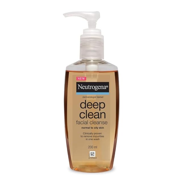 Neutrogena Deep Clean Gentle Facial Cleanser | 2x Glycerin & Cleansing Agent | Alcohol-Free | Dermatologist Tested | Normal to Oily Skin | For Men and Women | 200ml