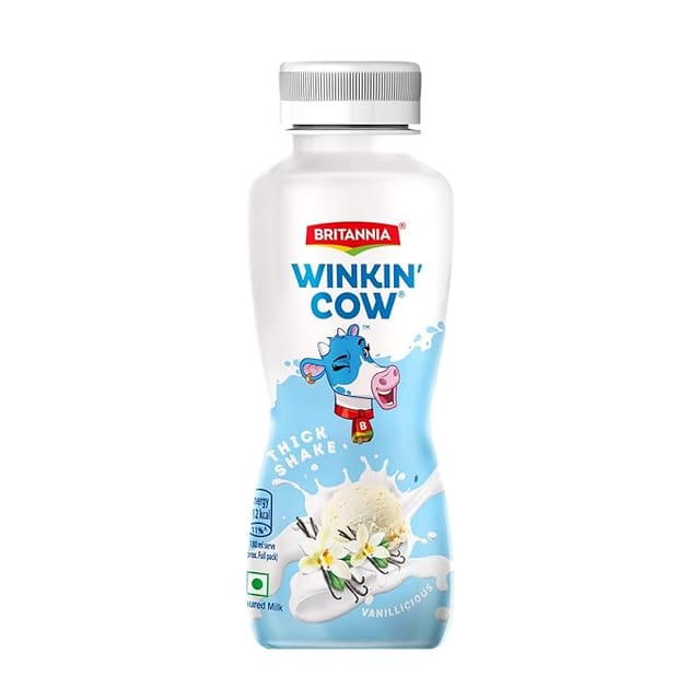 Britannia Winkin Cow Thick Liquid Milkshake Vanilla Pet Bottle, 180