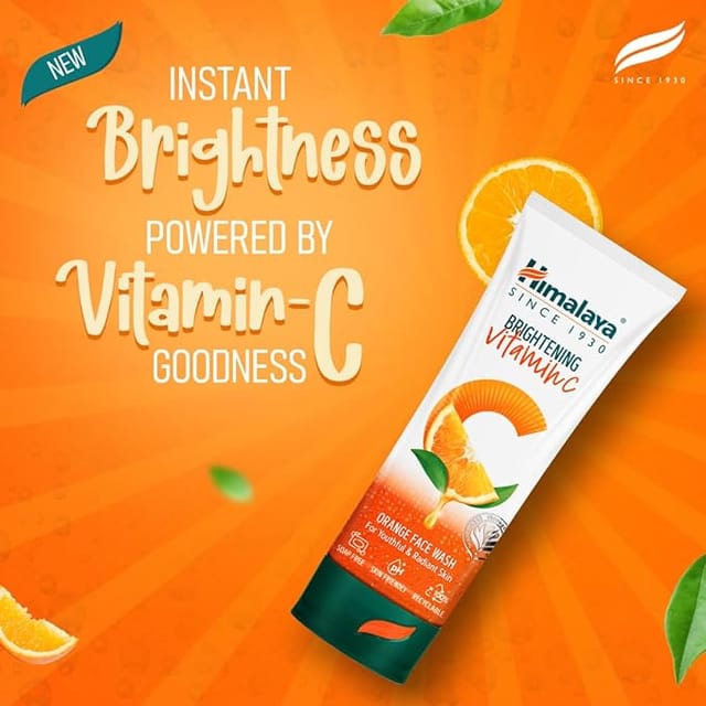 Himalaya Brightening Vitamin C Orange Face Wash | Brightening Face Cleanser | Remove Dull Skin