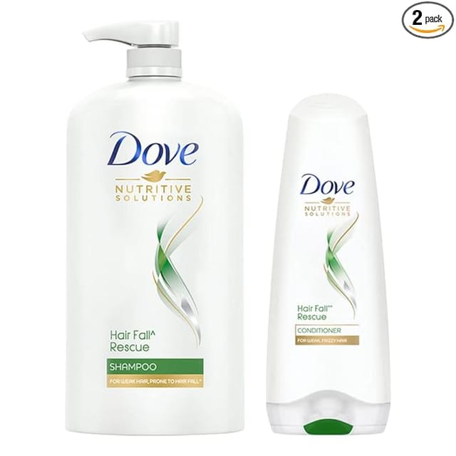 Dove Hair Fall Rescue Shampoo 1 Litre + Conditioner 175ml, Combo | For Thicker Hair | Enriched with Nutrilock Actives | Mild Daily Anti Hair Fall Shampoo