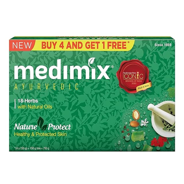 Medimix Ayurvedic Soap With 18 Herbs - 150g - Buy 4 Get 1 Free!