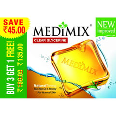 Medimix Clear Glycerine - Natural Toning Soap (100 G ) Buy 3 Get 1 Free