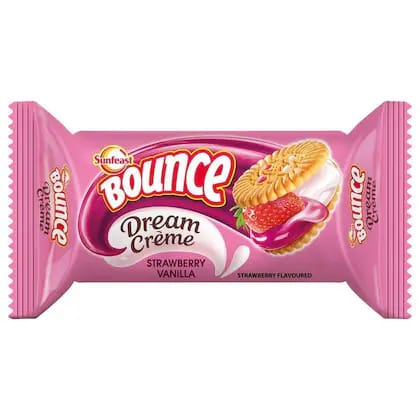 Sunfeast Bounce Strawberry Vanilla Dream Cream Biscuits  Rs. 10