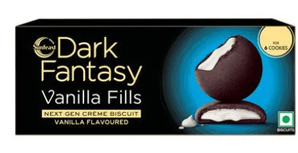 Sunfeast Dark Fantasy - Vanilla Fills, Crunchy Choco Cookies With Vanilla Creme - Rs.40