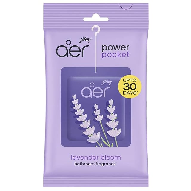 Godrej aer Power Pocket | Bathroom freshener Lavender Bloom (10g) | Lasts up to 30 days | Toilet freshener