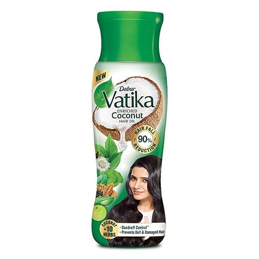 Dabur Vatika Enriched Coconut Hair Oil - 300ml | For Strong, Thick & Shiny Hair | Clinically Tested to Reduce 90% Hairfall in 4 Weeks | Prevents Dull & Damaged Hair | Enriched with 10 Herbs