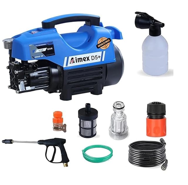 Aimex D5+ High Pressure Car Washer Machine for Cleaning Car, Bike & Home with 2000 Watts and Pressure 130 Bar with Copper Winding